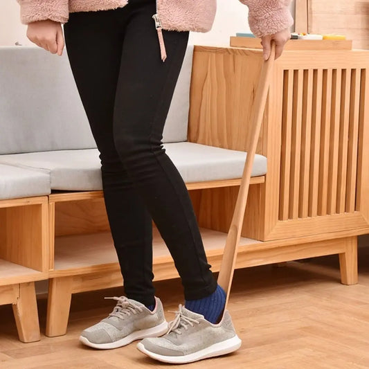 Neuer Holz-Schuhlöffel zum einfachen An- und Ausziehen von Schuhen, tragbarer extra langer Schuhlöffel für Senioren, Schuhheber - Yabubest - Home & More