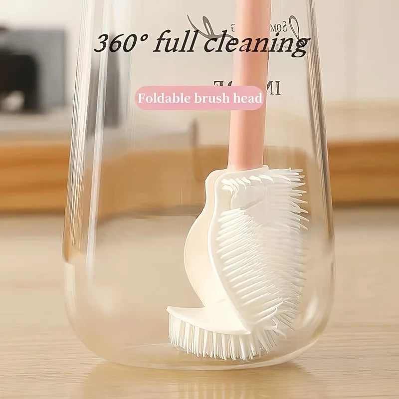 360° Silikon-Reinigungsbürste mit langem Griff – faltbar - hygienisch