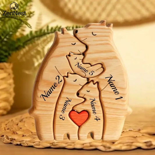 Personalisierbares Familienpuzzle aus Holz als Dekoration und Geschenk