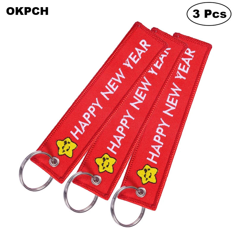 3-teiliges Schlüsselanhänger Set Bestickte Metallanhänger für Autos Motorräder