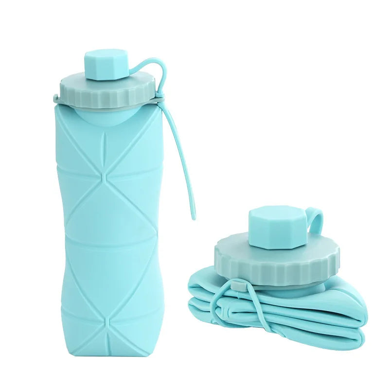 Faltbare 600 ml Silikon-Trinkflasche – platzsparend, langlebig - BPA-frei