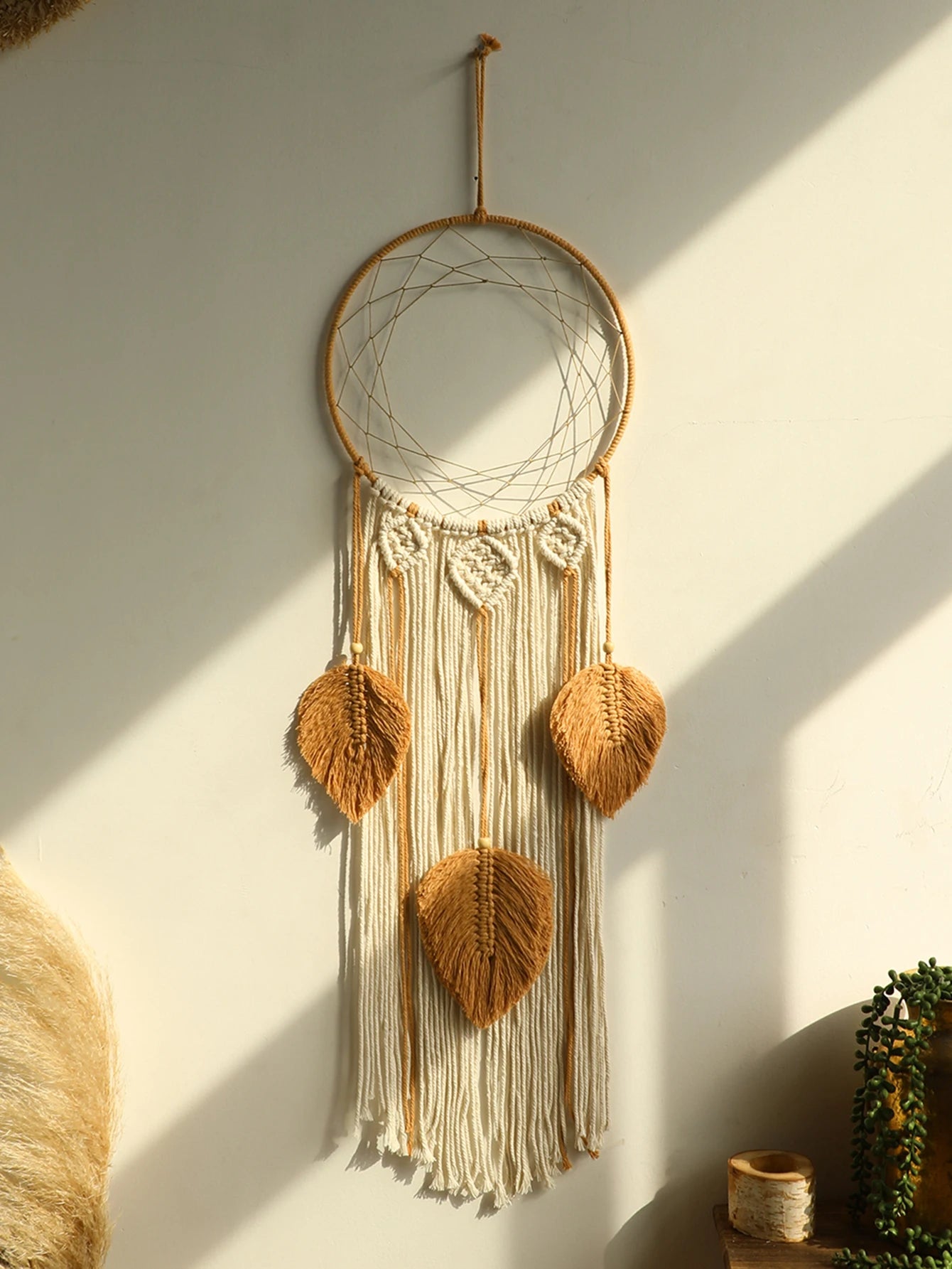 Makramee Traumfänger Blatt Wandbehang – Boho Deko für Ihr Zuhause