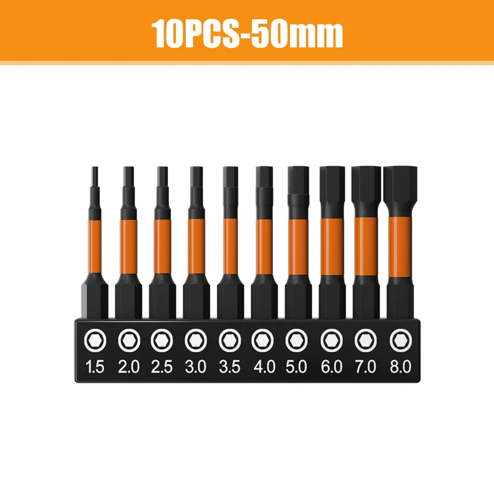 10-tlg. Magnetisches Schlag-Inbus Set aus S2 Stahl – Präzision 0,5–1,5 mm
