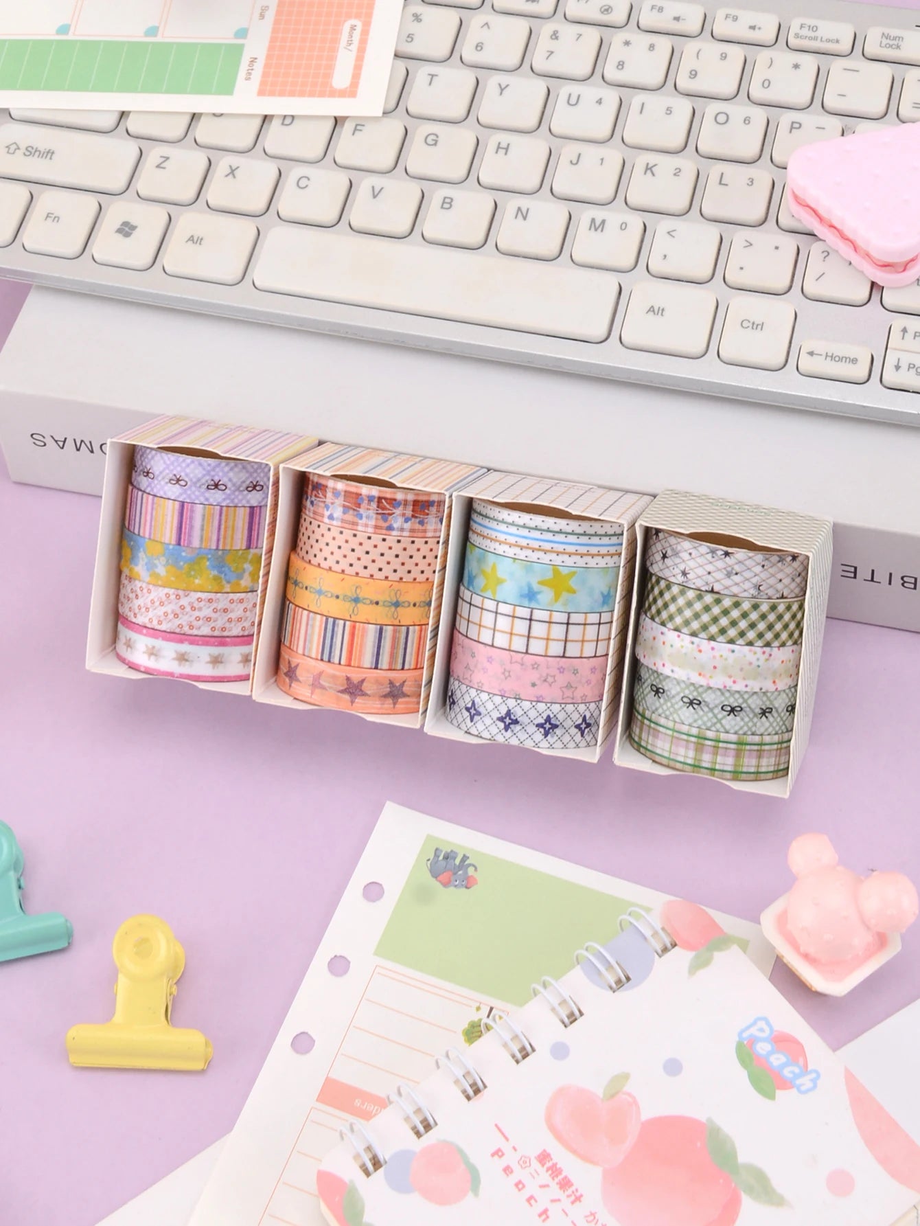 5 Rollen Washi Tape Set für Geschenkverpackung und Präzisionsarbeiten