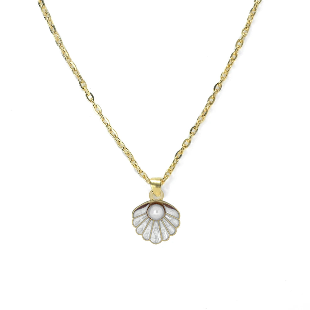 Modische verstellbare Muschel Perlen Anhänger Halskette Unisex