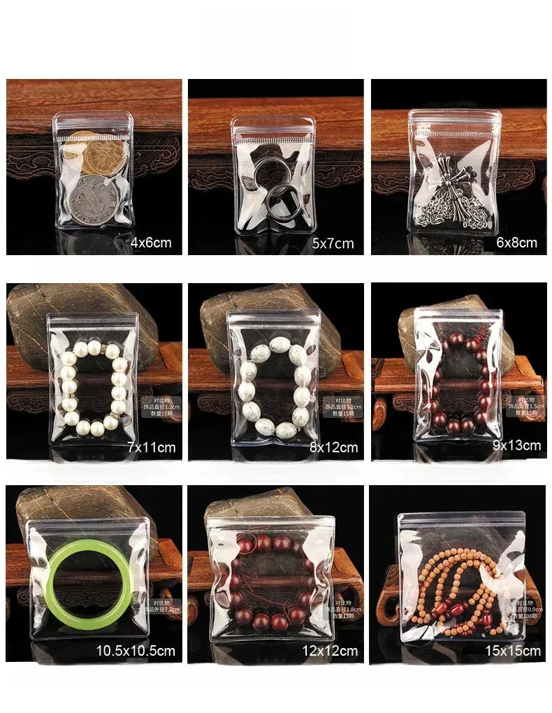 10/50/100x PVC Druckverschlussbeutel transparent Schmuck Geschenk