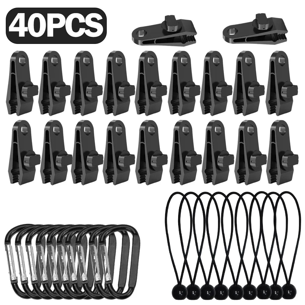 5 oder 40 Stück Zeltclips Plane-Seil-Clips Markisen Klemmen Camping