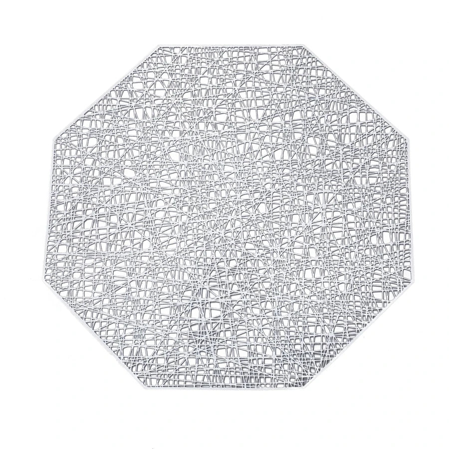 Goldene sechseckige PVC Tischsets hitzebeständig modernes Dekor