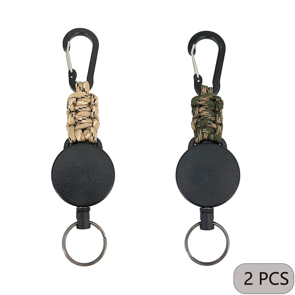 Einziehbarer Schlüsselanhänger mit Karabiner Outdoor Diebstahlschutz