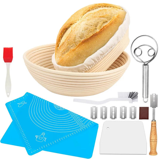 5/8-teiliges Brot-Banneton-Set aus natürlichem Rattan für Backen