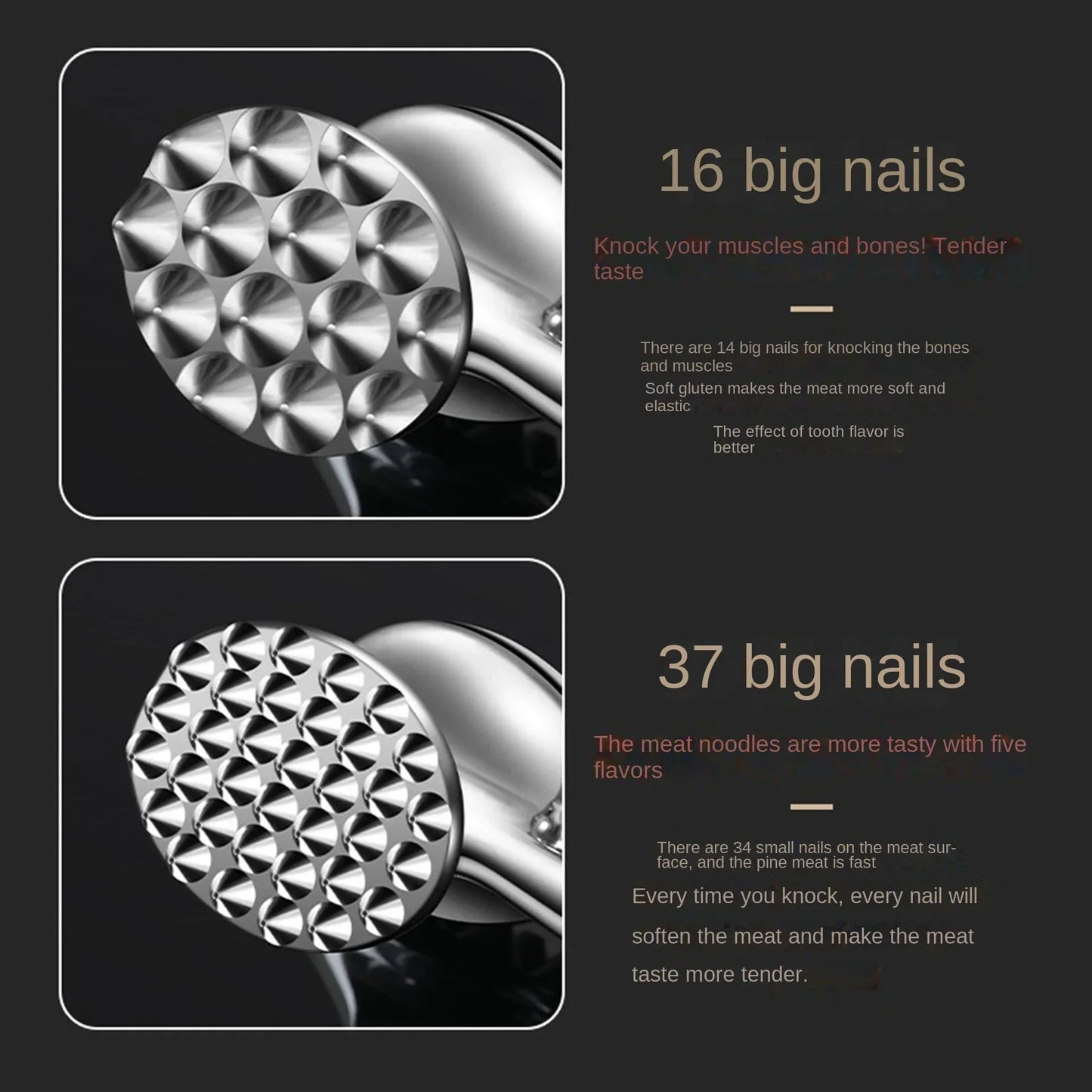 Fleischklopferhammer aus Metall mit multifunktionalem Design für Küche