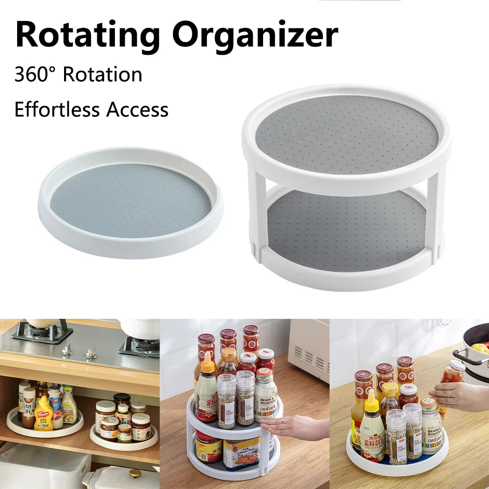 360 Grad Rotierender Gewürz Organizer Drehteller für Küche und Schreibtisch