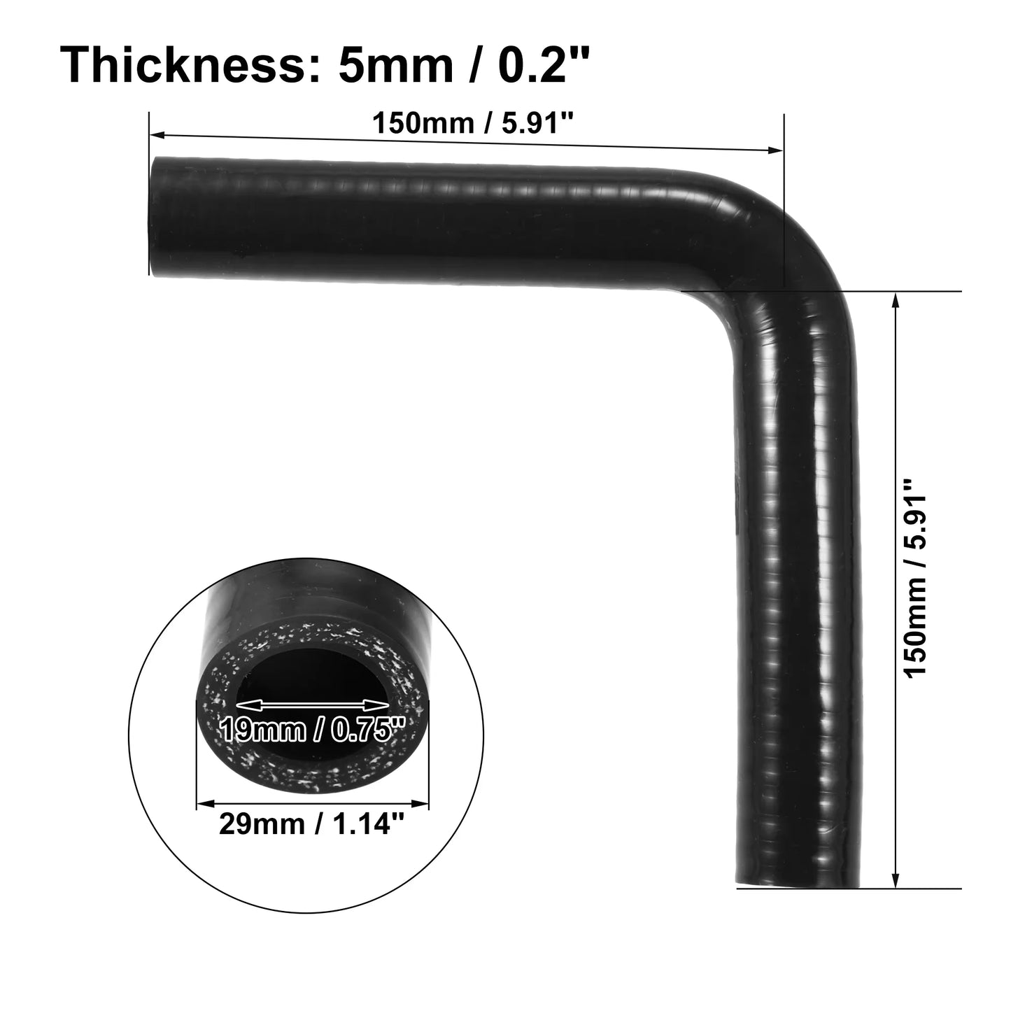 90 Grad Winkel Silikon Schlauchkupplung für Ladeluftkühler 150x150 mm