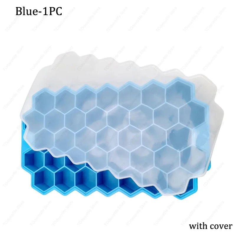 Premium Silikon Eiswürfelformen mit Deckel – Sechseckig, Wiederverwendbar