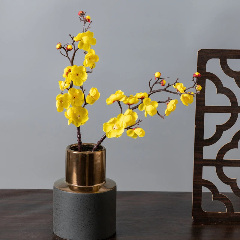 Kunstliche Blumen Fruehling Pflaumenbluete Pfirsichzweig Seidenblumen