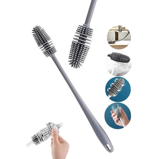 Flexible Silikonbürste langer Griff – Sanfte Reinigung für Flaschen, Gläser, Vasen