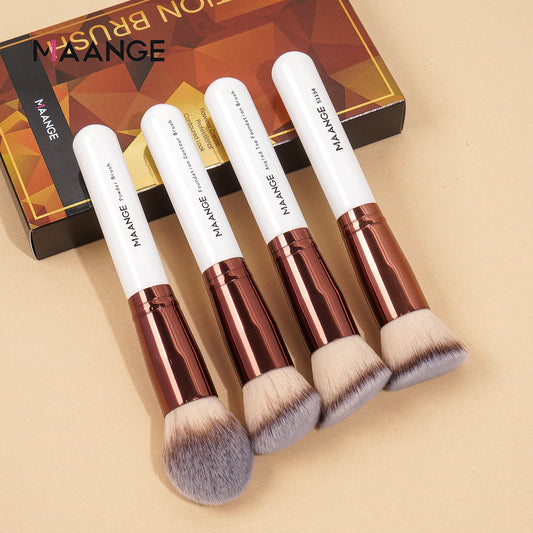 4-teiliges Make-up-Pinsel-Set mit Etui – Foundation, Concealer und Puder-Yabubest - Home & More