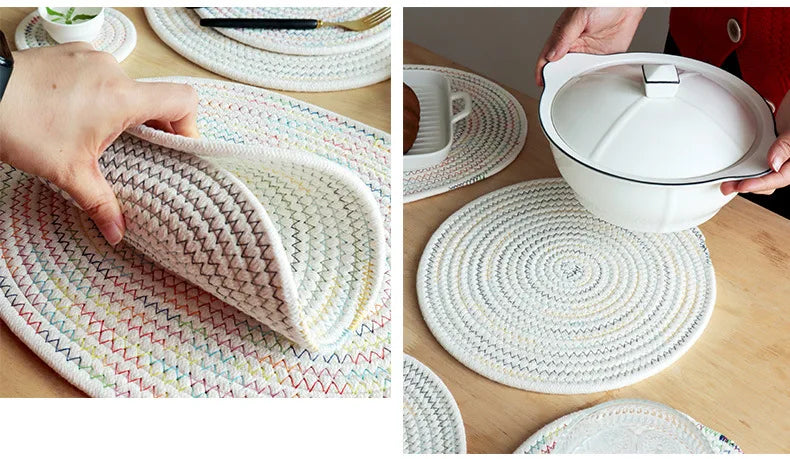 Seil Gewebtes Tischset Baumwolle, Isolierend, fuer Esstisch Kuech