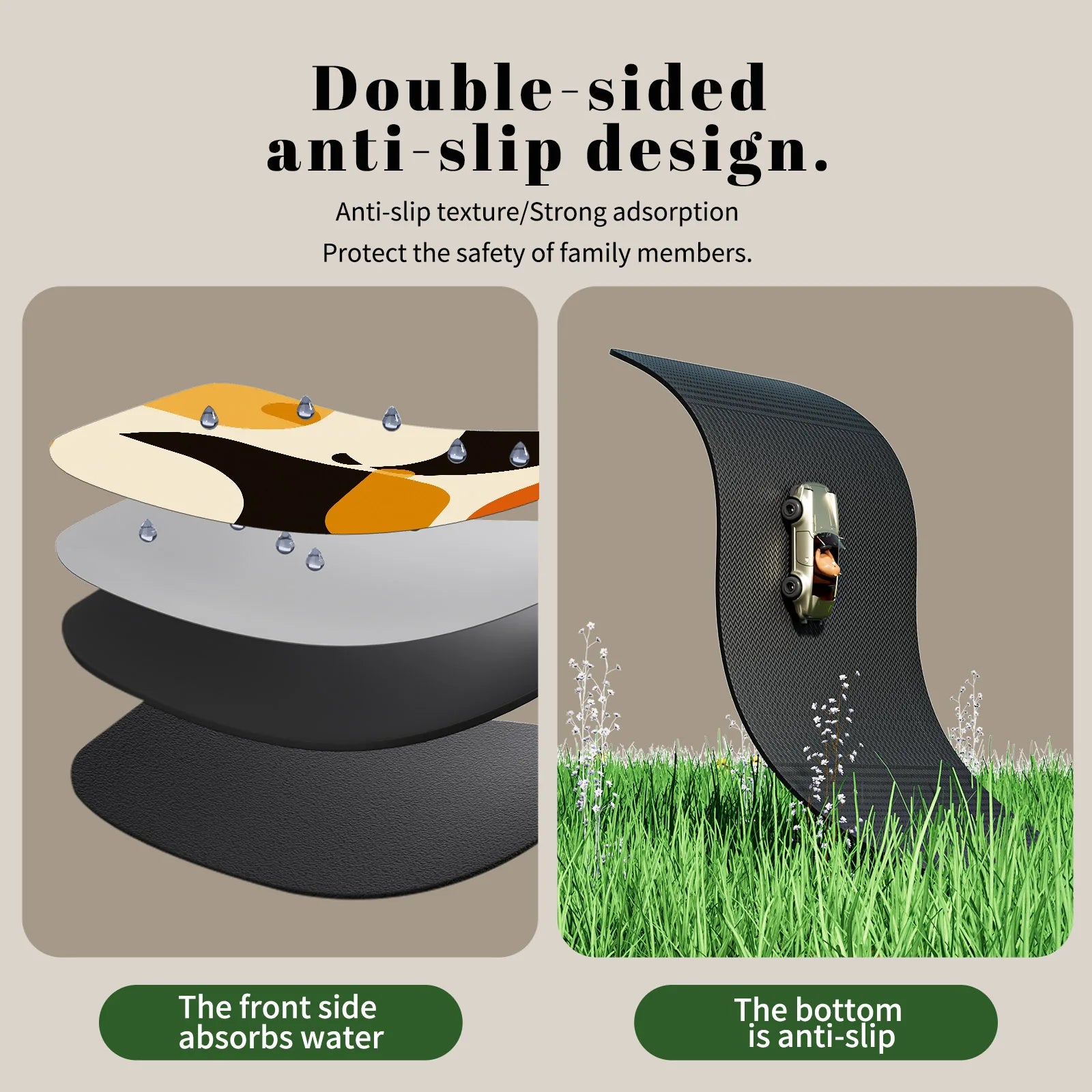 Schnelltrocknende Abtropfmatte aus Kieselalgen Schlamm für die Küche