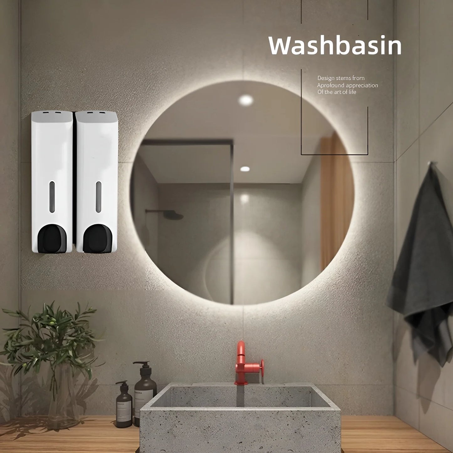 2 x 350 ml Wandflüssigseifenspender mit manueller Druckfunktion