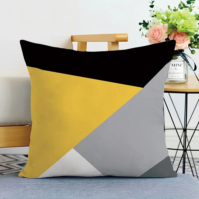 Geometrischer Kissenbezug Gelb Schwarz für Sofa und Wohnzimmer