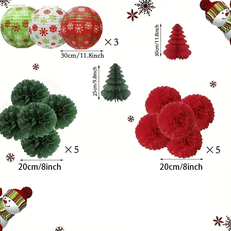 Festliches 15-teiliges Weihnachtsdekorationsset für Feiern