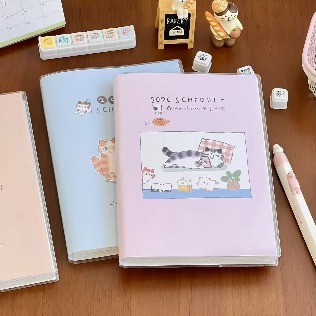 Katzenplaner 2026 B6 Notizbuch – Kawaii Studentenplaner mit farbigen Seiten-Yabubest - Home & More