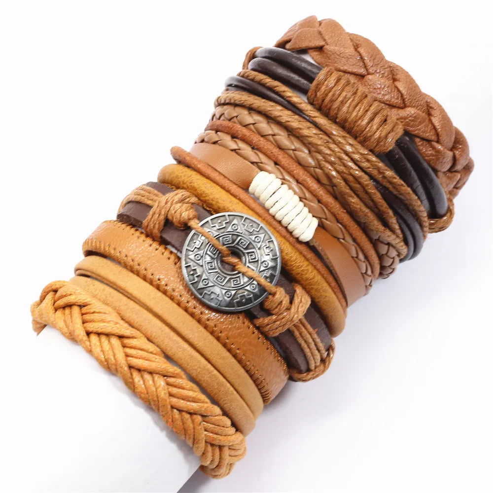 10 Stück Schwarze Lederarmbänder Handgewebt Verstellbar Unisex Schmuck