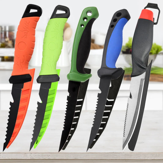 Multifunktionales Fischmesser mit scharfer Edelstahlklinge und Holzgriff für präzises Schneiden