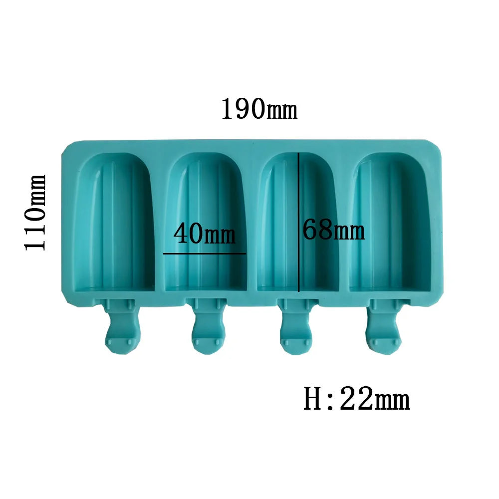 Silikon Eisform mit 4 Hohlräumen, oval und doppelt gerillt, vielseitig einsetzbar