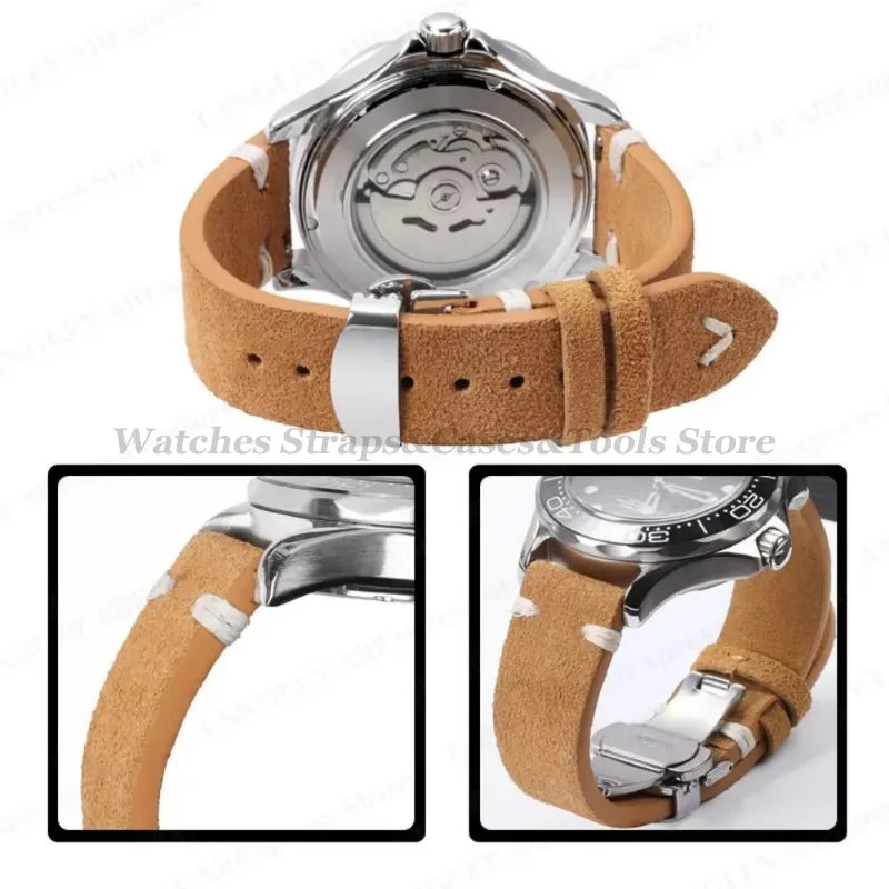 Wildleder Leder Uhrenarmband 18-22mm Schmetterlingsschnalle Unisex Universal