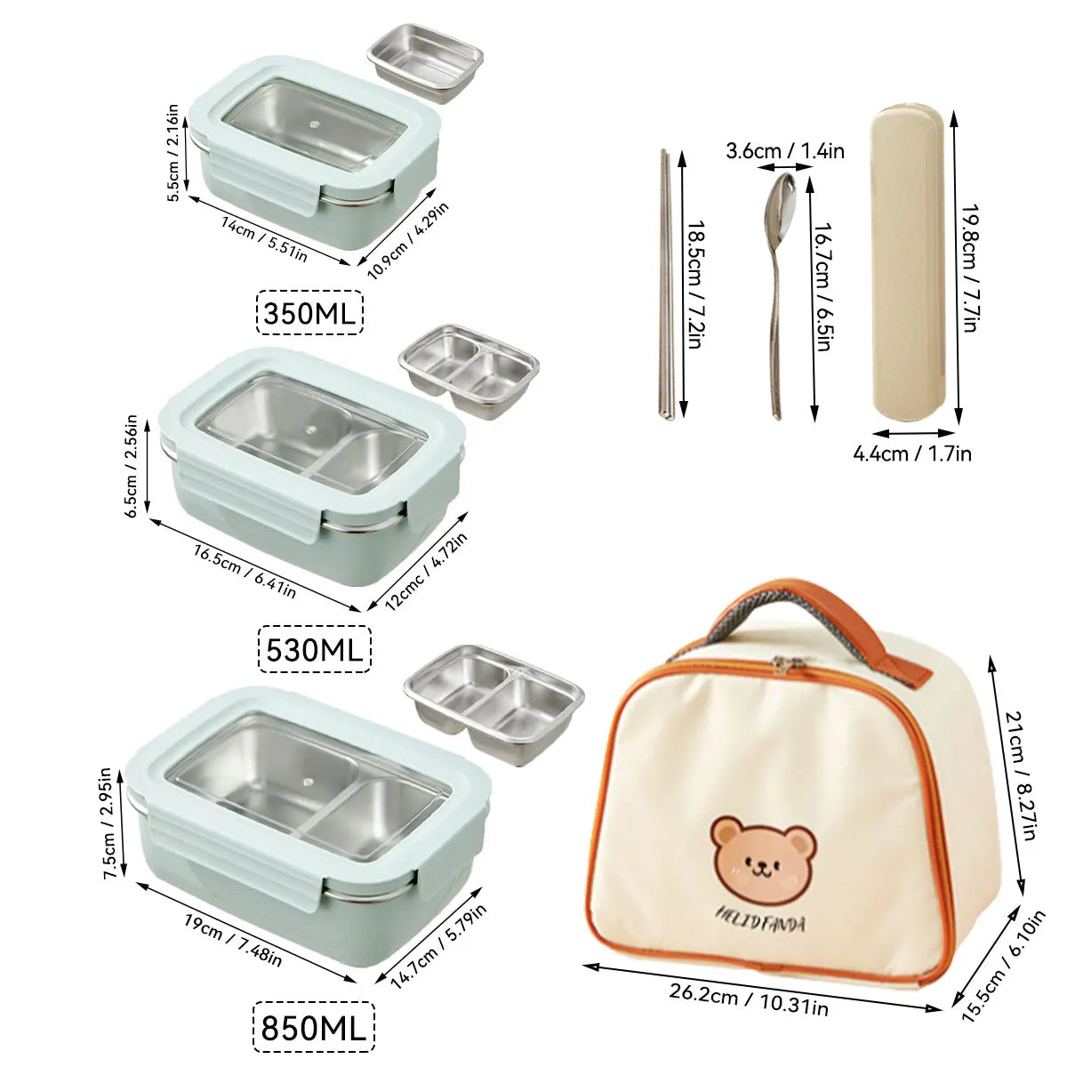 304 Edelstahl Geteilte Lunchbox – Mikrowelle, Dicht, für Schule & Büro