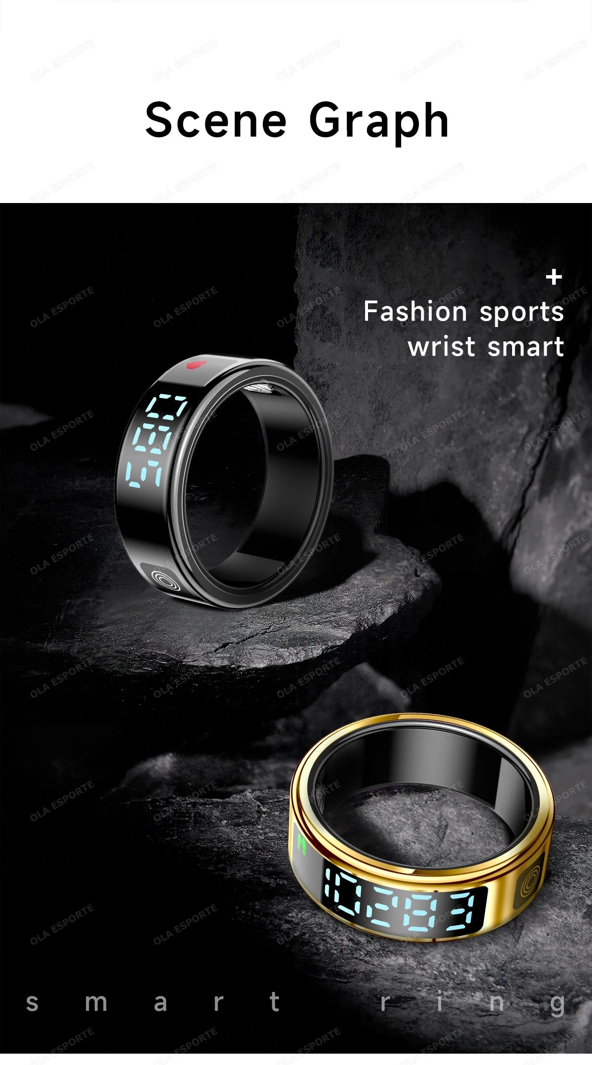 Wasserdichter Smart Ring mit Display und Gesundheitsmonitor
