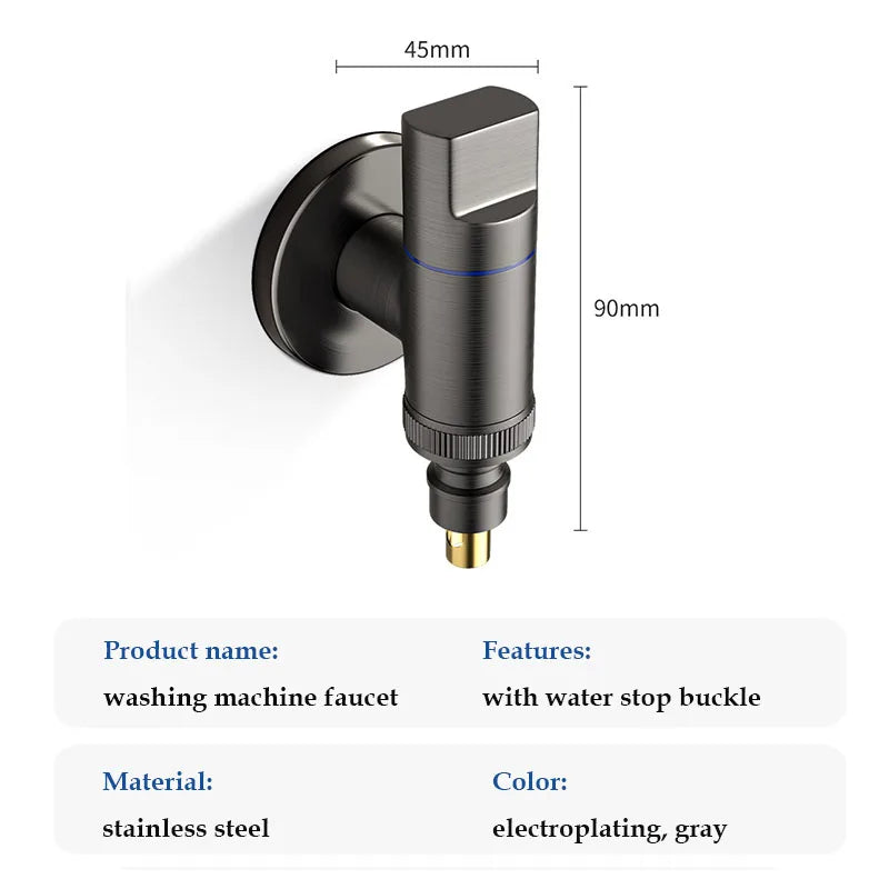 Edelstahl Waschmaschinenarmatur G12 Wandmontage Kalter Wasserhahn