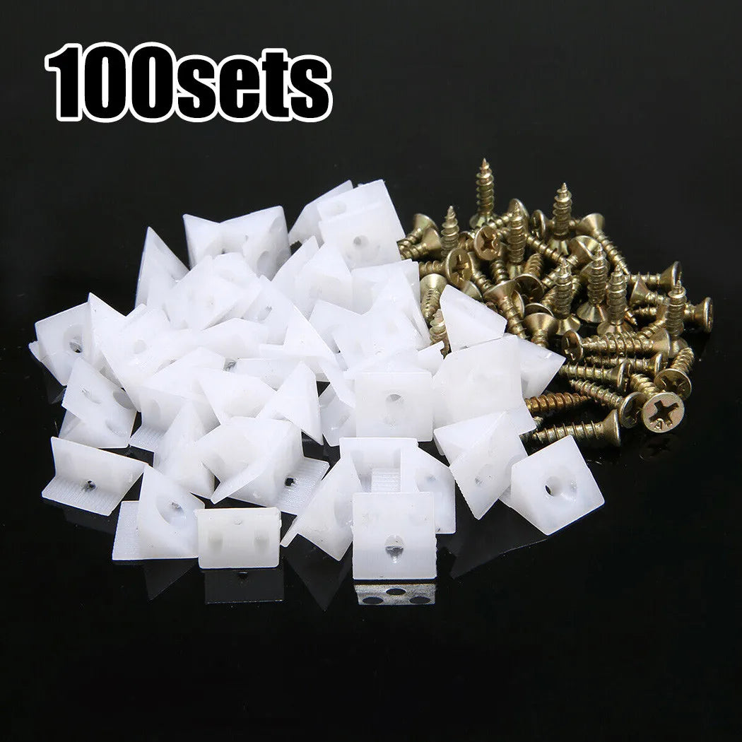 100x Möbel Reparatur Keile Eckhalterung für Schubladen Böden Fixierung Set