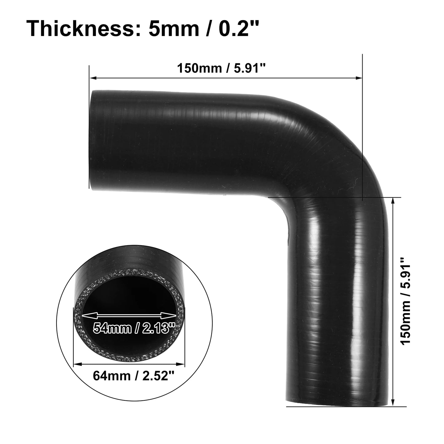 90 Grad Winkel Silikon Schlauchkupplung für Ladeluftkühler 150x150 mm