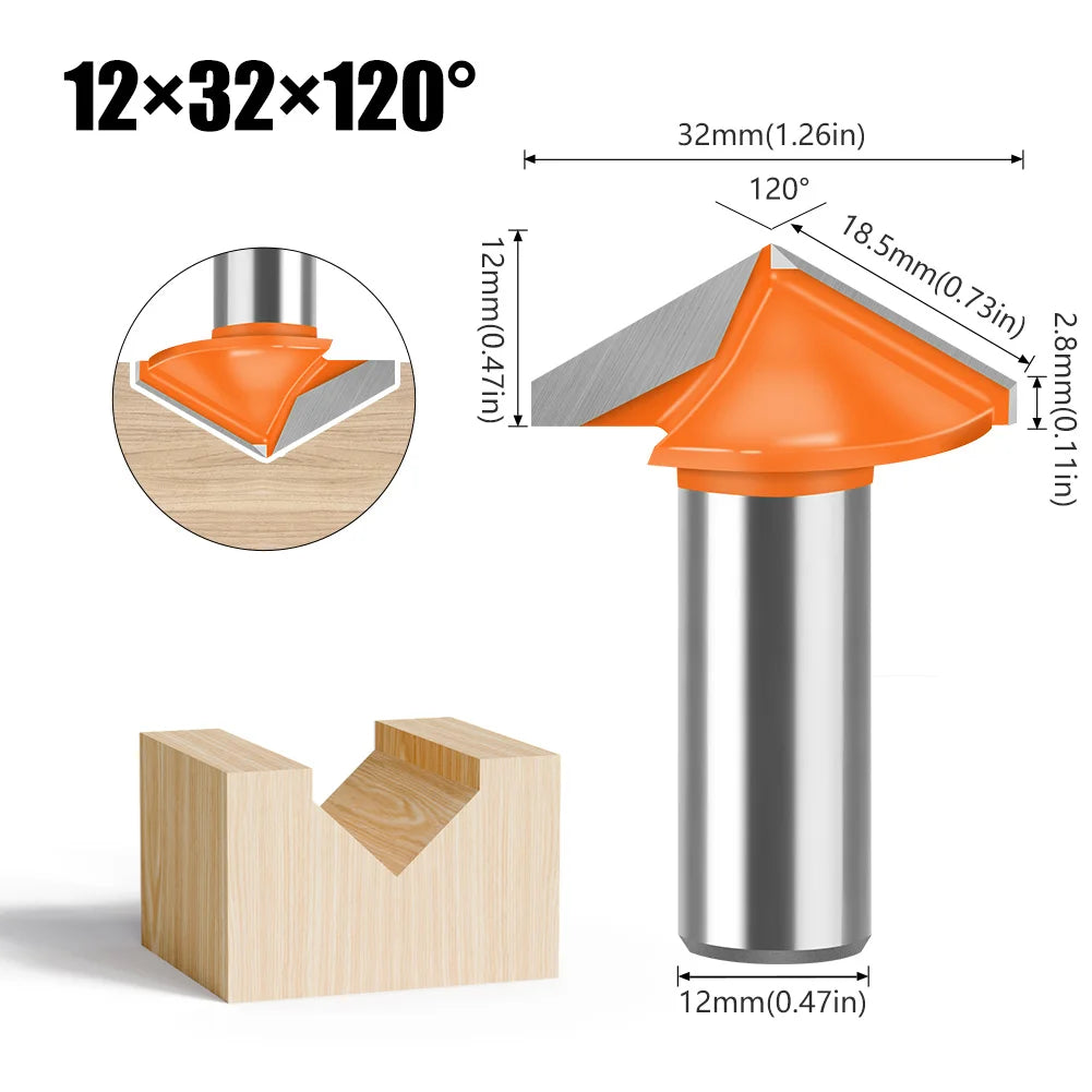 3D V-förmiger Fräser 90° und 120° für präzise Anfas- und Gravurarbeiten
