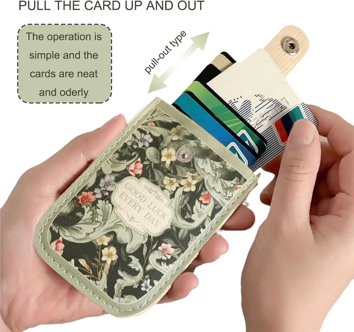 Kartenetui mit Vintage-Blumenmuster und mehreren Fächern für Damen