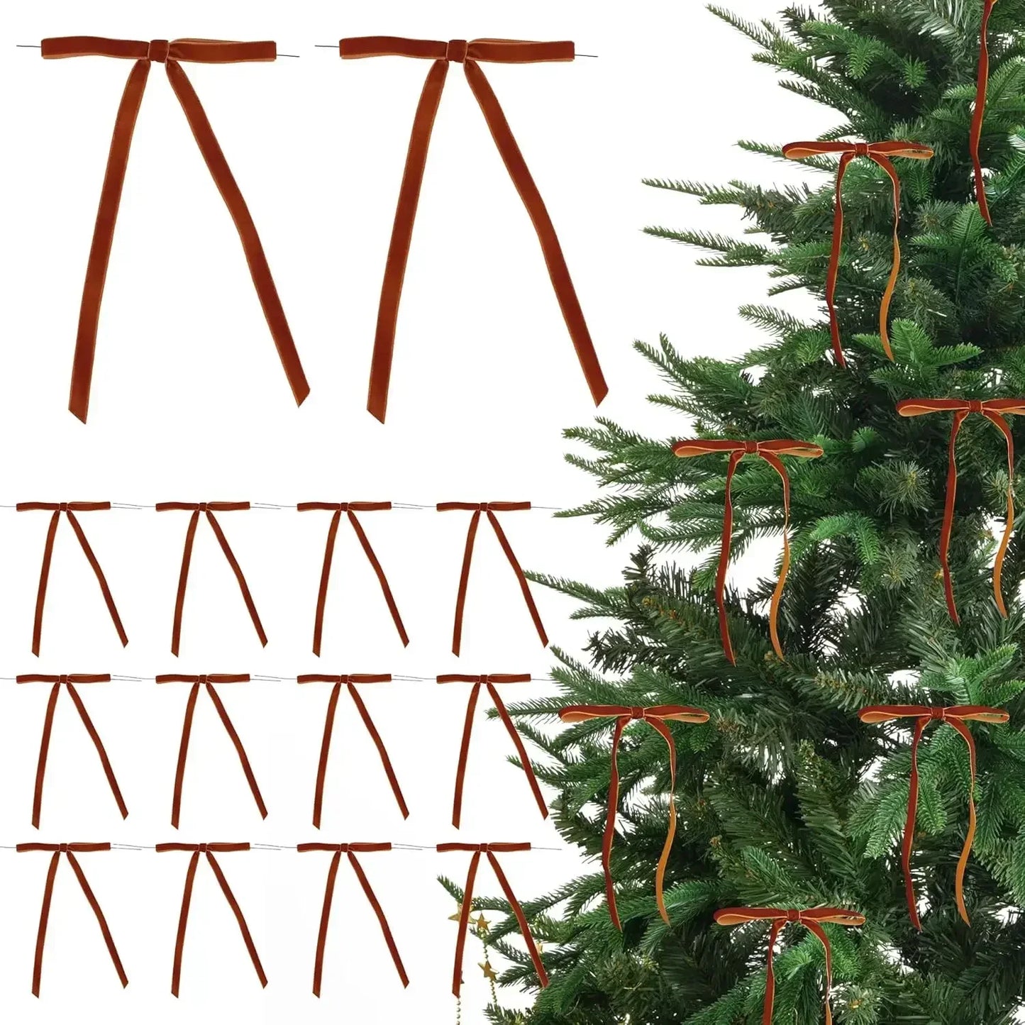 12er Set Samt Weihnachtsschleifen für Festdekoration