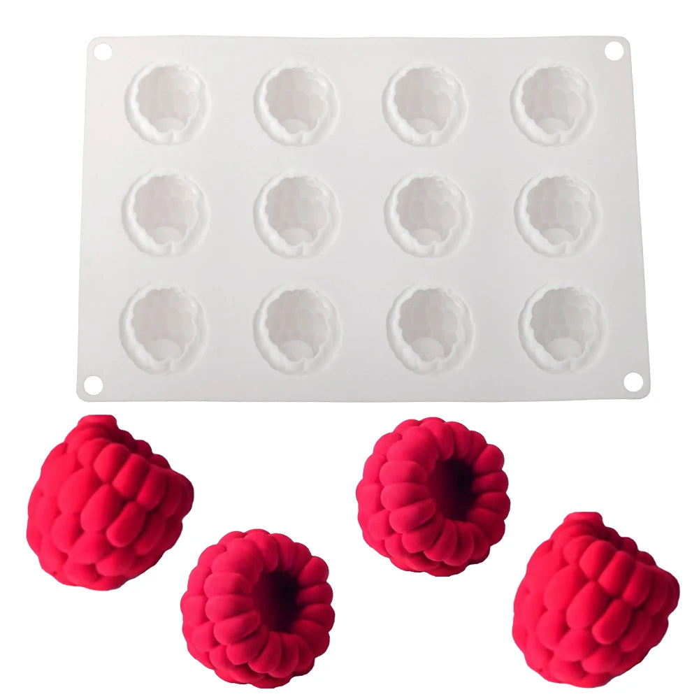 Silikon Kuchenform mit 6 12 oder 24 Himbeerzellen für Desserts