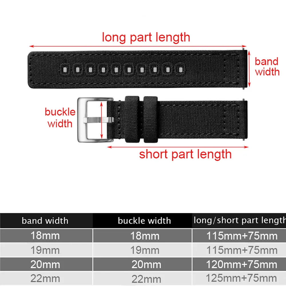 Schnellverschluss Uhrenarmband Nylon-Canvas 18-22 mm mit Pin Schnalle-Yabubest - Home & More