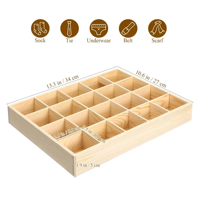 20-teiliger Schubladen-Organizer aus Holz für Kleidung und Wäsche