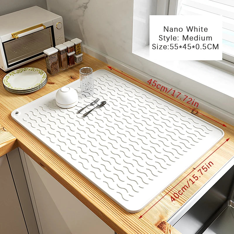 Silikon Geschirr-Trocknungsmatte, faltbar und rutschfest