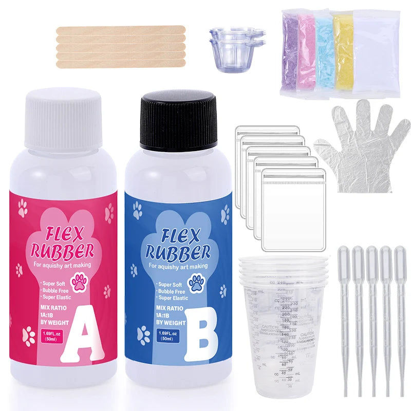 Flüssiges Silikongel Set für Squishy Basteln in 4 Größen mit 1 zu 1 Mischung
