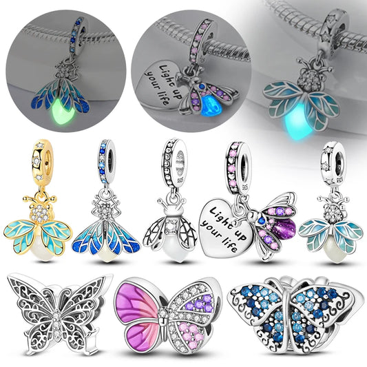 Funkelnder Schmetterlings-Charm aus 925 Sterlingsilber mit Zirkon – Elegant - Leicht