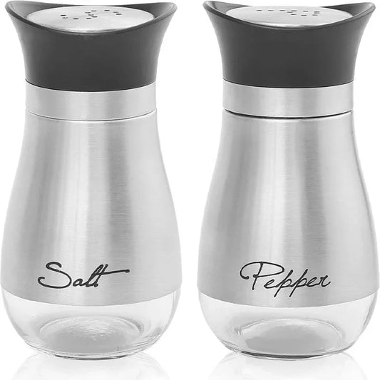 2er Set Glas Gewürz Shaker Vorratsbehälter für Küche - Grill – Salz - Pfeffer
