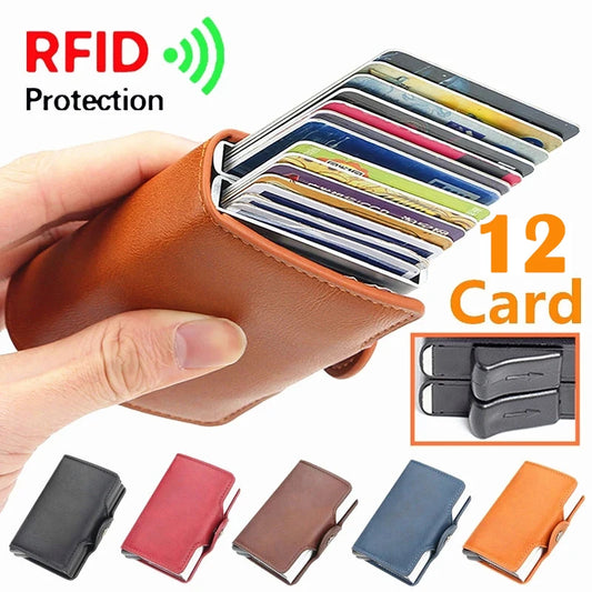 Sichere RFID-Box aus Aluminium - PU-Leder für 12 Karten – elegant - kompakt