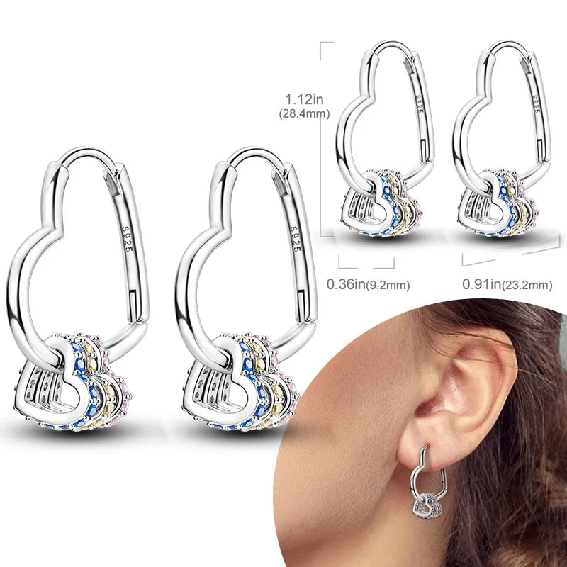925 Sterling Silber Creolen mit Zirkonia Wassertropfen für Damen
