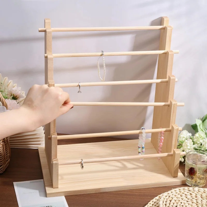 Abnehmbarer Schmuckhalter aus Holz mit 2 bis 6 Etagen