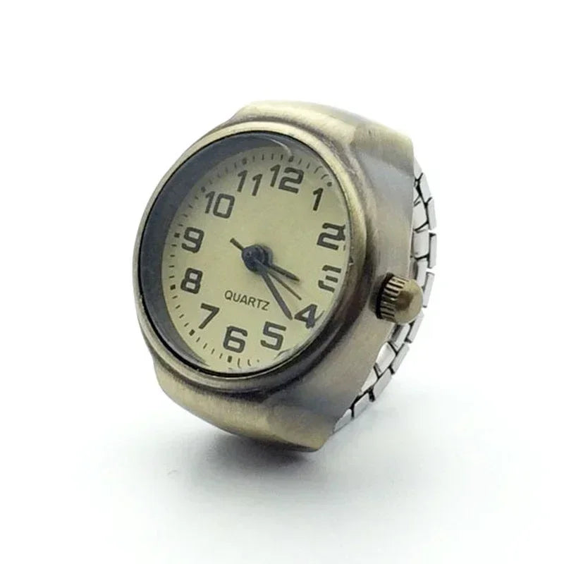 Mini Fingeruhr mit elastischem Band – Vintage Design für Damen - Herren